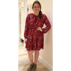 LOFT Long Sleeve Floral Print Dress